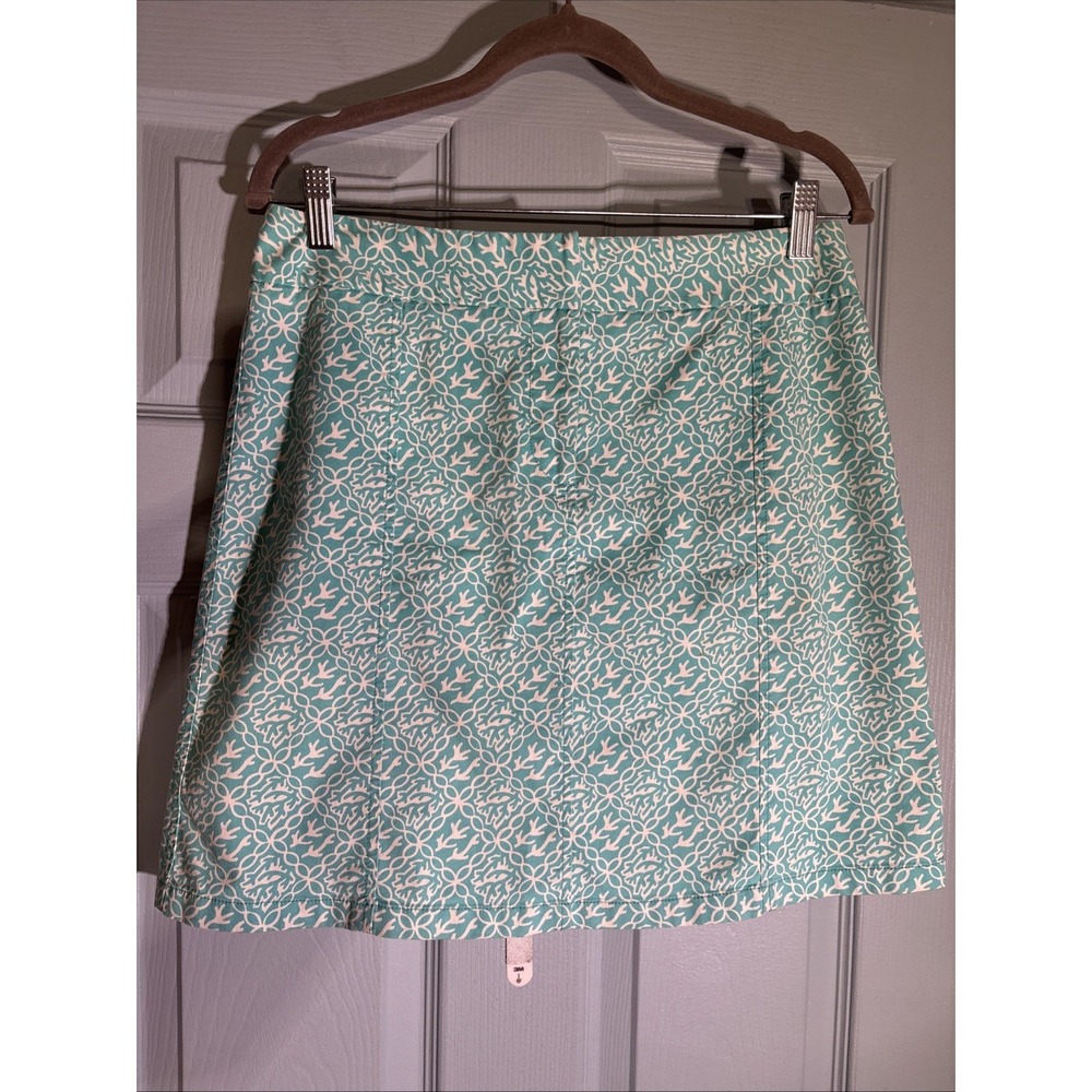 Ann Taylor Aqua Teal Blue‎ & White Skirt Size 6 Zip Front